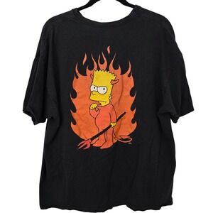 The Simpsons Devil Bart T Shirt Mens XL Black 2011 Cropped Raw Hem Y2K Grunge